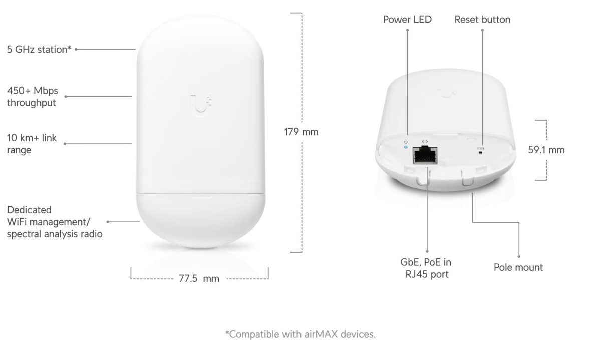 رادیو وایرلس Ubiquiti AirMax NanoStation Loco 5AC