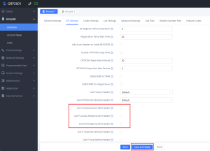 شکل 5: تنظیمات SIP Settings
